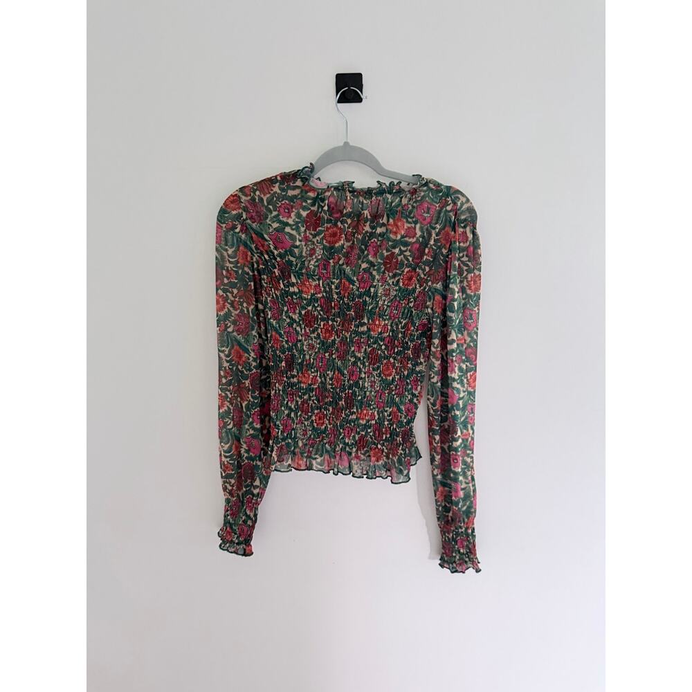 Natural Life Floral Long-Sleeve Boho Sheer Mesh Blouse-Size M - Picture 6 of 7